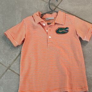 Classic Orange Striped Kids Polo with Fun Patch